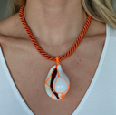 Orange Cord with Netted Shell Necklace