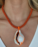 Orange Cord with Netted Shell Necklace