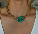 Chain Necklace with Green Coffee Bean