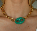Chain Necklace with Green Coffee Bean