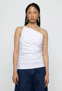 One Shoulder Pleated Poplin Top