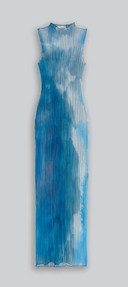 Pleated Column Sheer Midi Dress