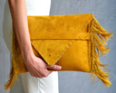 Suede Fringe Envelope