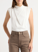 Allegra Gathered-Neck Sleeveless Blouse