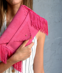 Suede Fringe Envelope