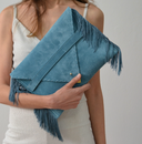 Suede Fringe Envelope