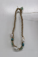 Italian Metallic Cord w/ Pearls and Turquoise