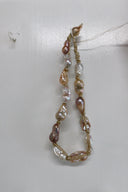 Italian Metallic Cord w/ Pinkish Pearls Necklace
