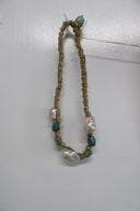 Italian Metallic Cord w/ Pearls and Turquoise