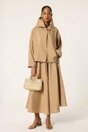 Cupro-Look Gathered Waist Jacket