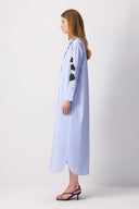 Striped Embroidered Maxi Shirt Dress