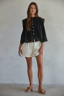 Eyelet Buttondown Sleeveless Top