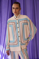 Printed Satin Button-Down