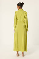 Belted Button Maxi Shirt Dress