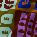 Botanical Colorblock Silk Scarf