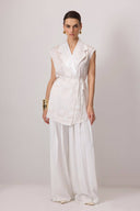 Patterned Satin Wrap Vest