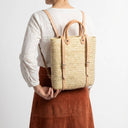 Straw Backpack - Woven Palm Leaf Backpack Leather Straps