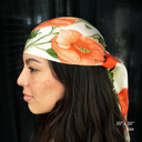 100% Silk Scarf Botanical Hibiscus Flower Summer Bandana
