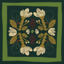 Green Rose Silk Scarf