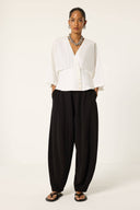 Relaxed Pleated Crepe Pants