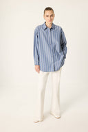 Oversized Striped Button-Down Shirt