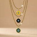Glass Evil Eye Necklace with Gold Hematite & Pearl