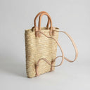 Straw Backpack - Woven Palm Leaf Backpack Leather Straps