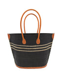 Marina Racing Stripe Straw Bag