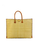 Zafran Solid Color Straw Beach Bag