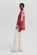 Oversized Red Floral Satin Shirt