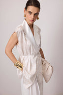Patterned Satin Wrap Vest