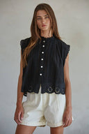 Eyelet Buttondown Sleeveless Top