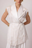 Patterned Satin Wrap Vest