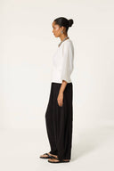 Relaxed Pleated Crepe Pants