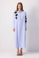 Striped Embroidered Maxi Shirt Dress